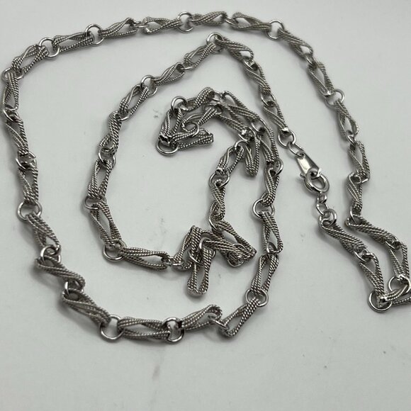 Vintage Silver tone linked braided necklace 26” - Picture 4 of 6